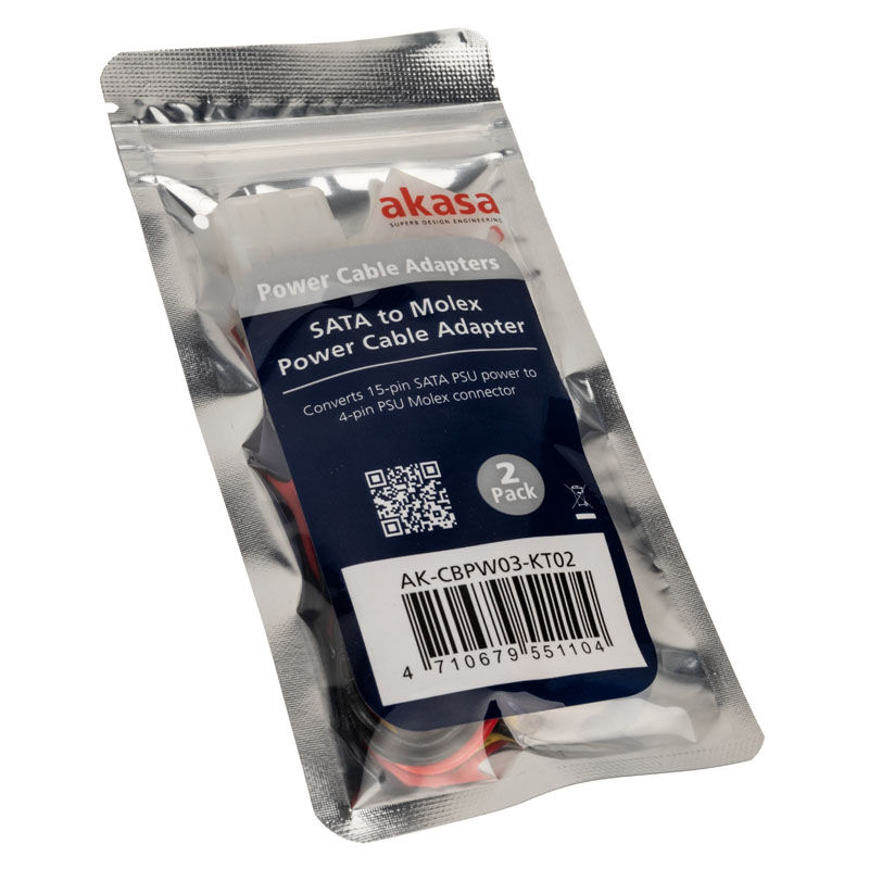 akasa SATA to Molex Adapter Cable - 2pcs : image 3