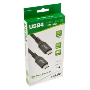 Inline USB4 cable, USB Type-C m / m, 1m - black