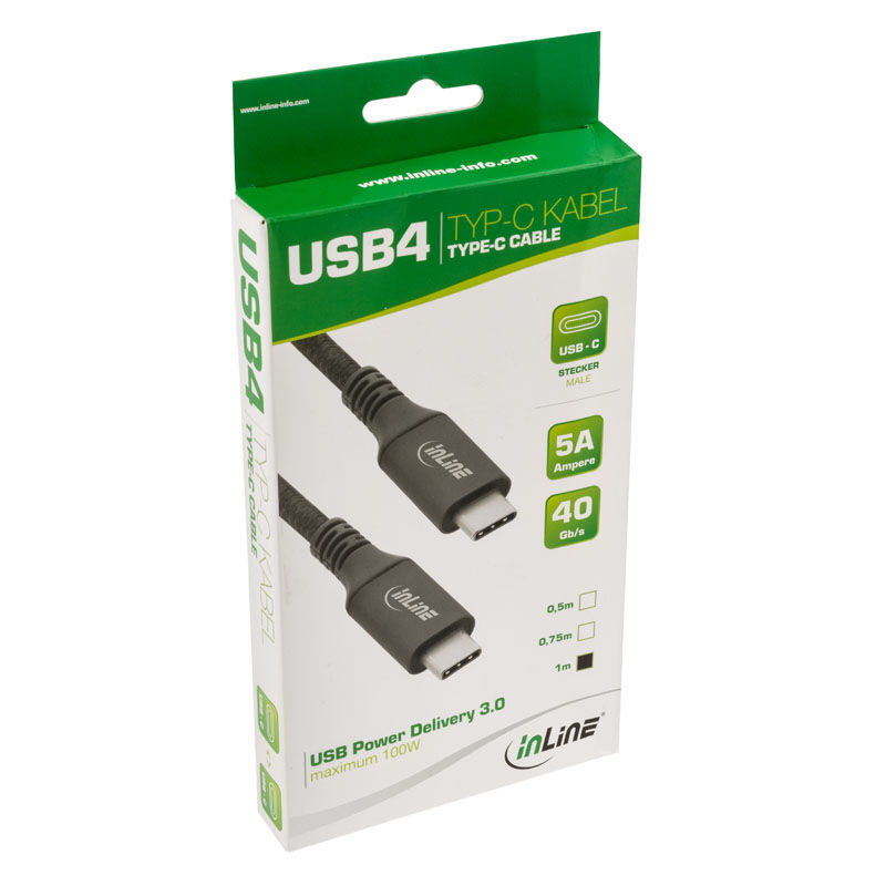 Inline USB4 cable, USB Type-C m / m, 1m - black