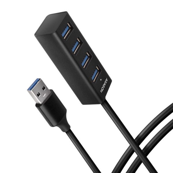 AXAGON HUE-M1AL Mini USB-A Hub, 4x USB-A 3.2 Gen 1, silver – 1.2m