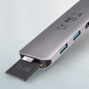 AXAGON HMC-5 USB-C Hub, 2x USB-A, HDMI, 2x USB-C 3.2 Gen 1, 1x SD, 1x microSD, silver : image 2