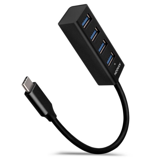 AXAGON HUE-M1C Superspeed USB-C Mini Hub, 4x USB 3.0 – 20cm, black
