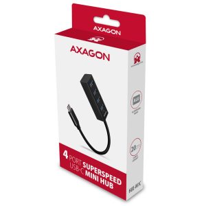 AXAGON HUE-M1C Superspeed USB-C Mini Hub, 4x USB 3.0 - 20cm, black