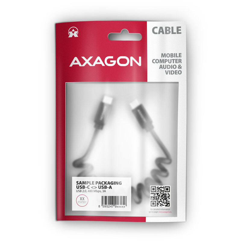 AXAGON BUCM-CM10TB Twister Cable, USB-C to USB-C 2.0, black - 0.6m