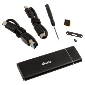 Akasa External USB 3.1 M.2 SSD Aluminum Enclosure - Black