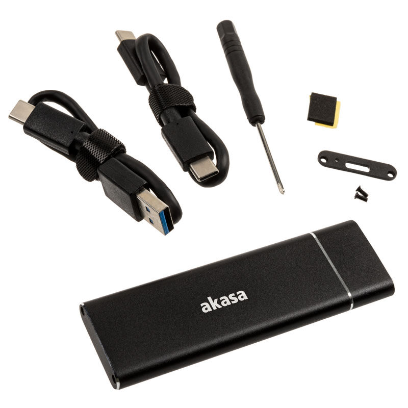 Akasa External USB 3.1 M.2 SSD Aluminum Enclosure - Black