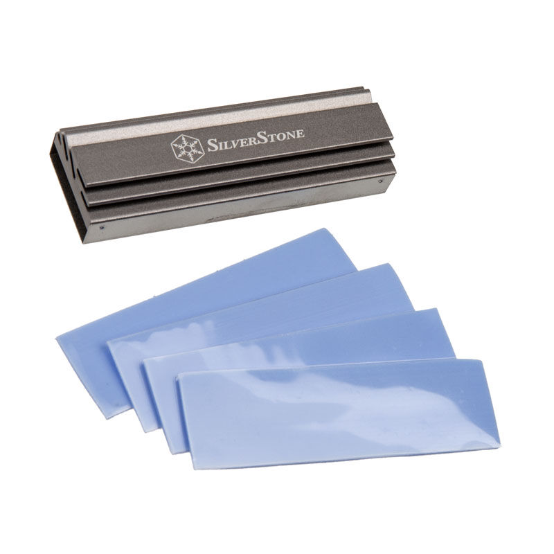 Silverstone TP04 M.2 passive cooler, aluminum - silver