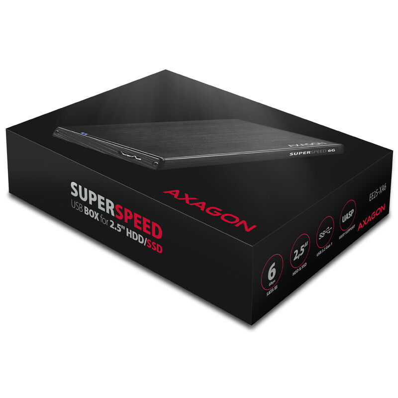 AXAGON EE25-XA6 external 2.5 housing, USB3.0 / SATA 6G, aluminum - black