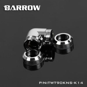 Barrow 14mm OD - Twin Seal Hard Tube 90 Degree Compression Fitting - Shiny Silver