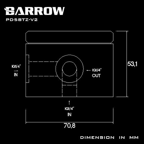Barrow D5 Round Pump Top and Mount with Reservoir Thread - Black