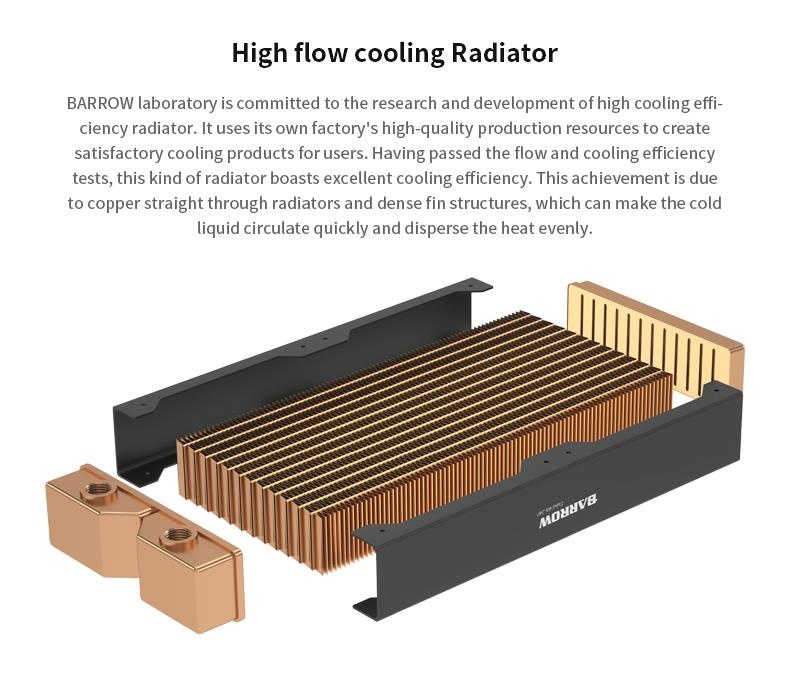 Barrow Dabel-B Series 240mm (2x120) Slim Line Copper Radiator - Black