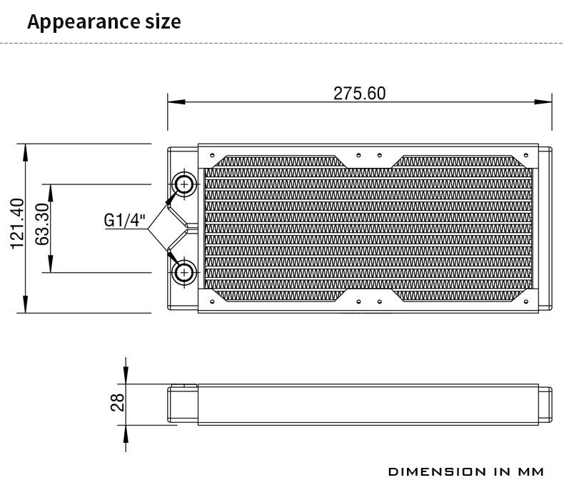 Barrow Dabel-B Series 240mm (2x120) Slim Line Copper Radiator - Black