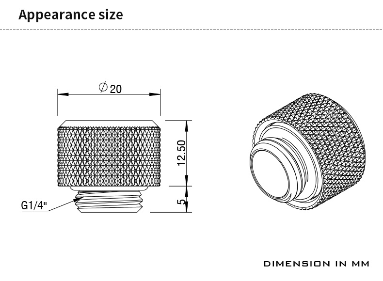 Barrow G1/4 - 12mm OD Twin Seal Hard Tube Compression Fitting - White : image 2