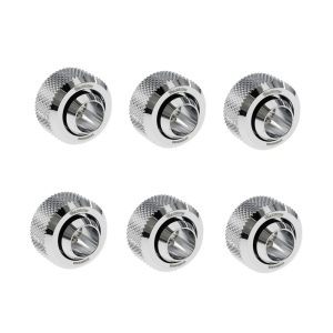 Barrow G1/4 - 13/10mm Flexible Tube Compression Fitting - Shiny Silver (6 Pack)