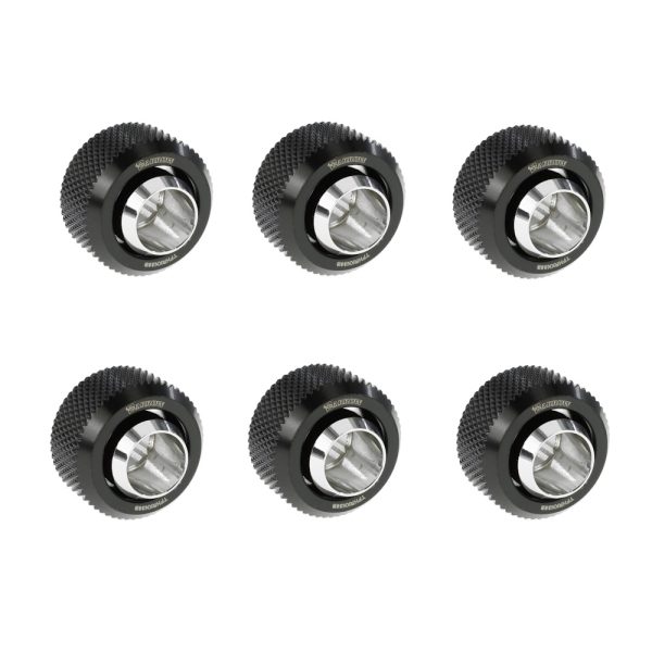 Barrow G1/4 – 13/10mm Flexible Tube Compression Fitting – Black (6 Pack)