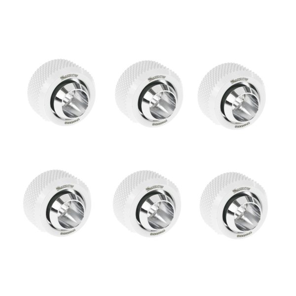 Barrow G1/4 – 13/10mm Flexible Tube Compression Fitting – White (6 Pack)