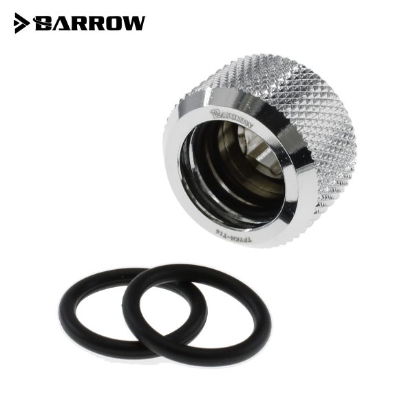 Barrow G1/4 – 14mm OD Twin Seal Hard Tube Compression Fitting – Shiny Silver