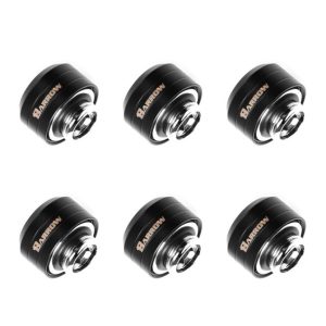 Barrow G1/4 - 14mm OD Twin Seal Hard Tube Compression Fitting (Smooth) - Black (6 Pack) : image 1
