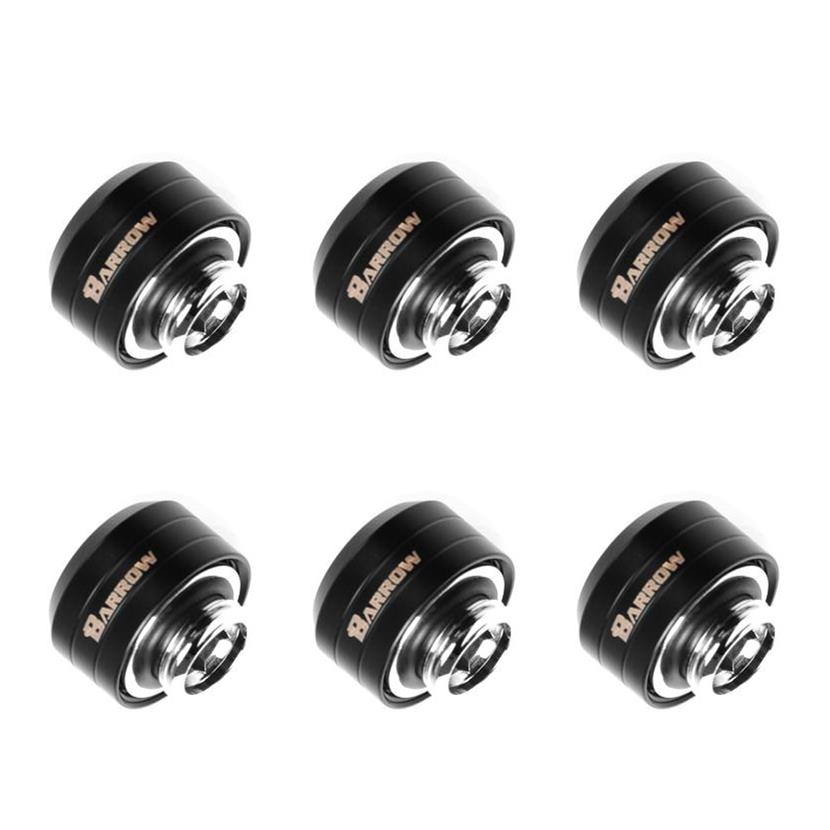 Barrow G1/4 - 14mm OD Twin Seal Hard Tube Compression Fitting (Smooth) - Black (6 Pack) : image 1