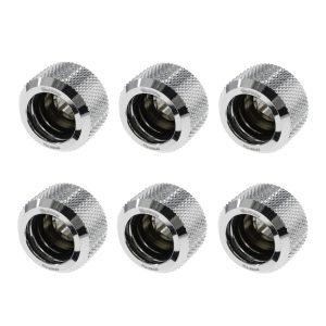 Barrow G1/4 - 14mm OD Twin Seal Hard Tube Compression Fitting - Shiny Silver (6 Pack)