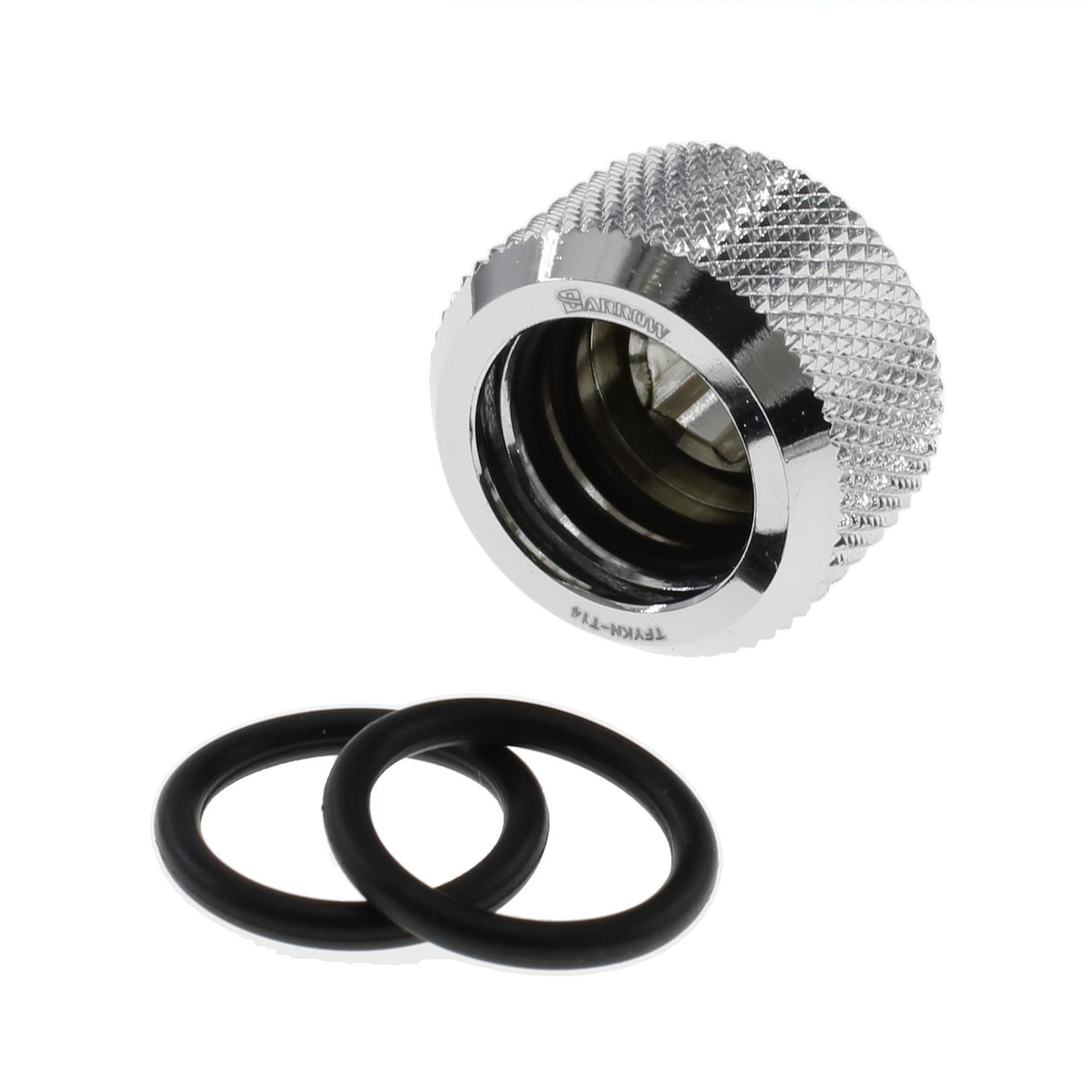 Barrow G1/4 - 14mm OD Twin Seal Hard Tube Compression Fitting - Shiny Silver (6 Pack)