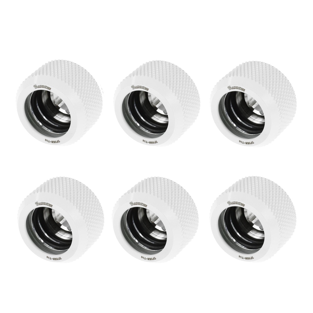Barrow G1/4 - 14mm OD Twin Seal Hard Tube Compression Fitting - White (6 Pack) : image 1