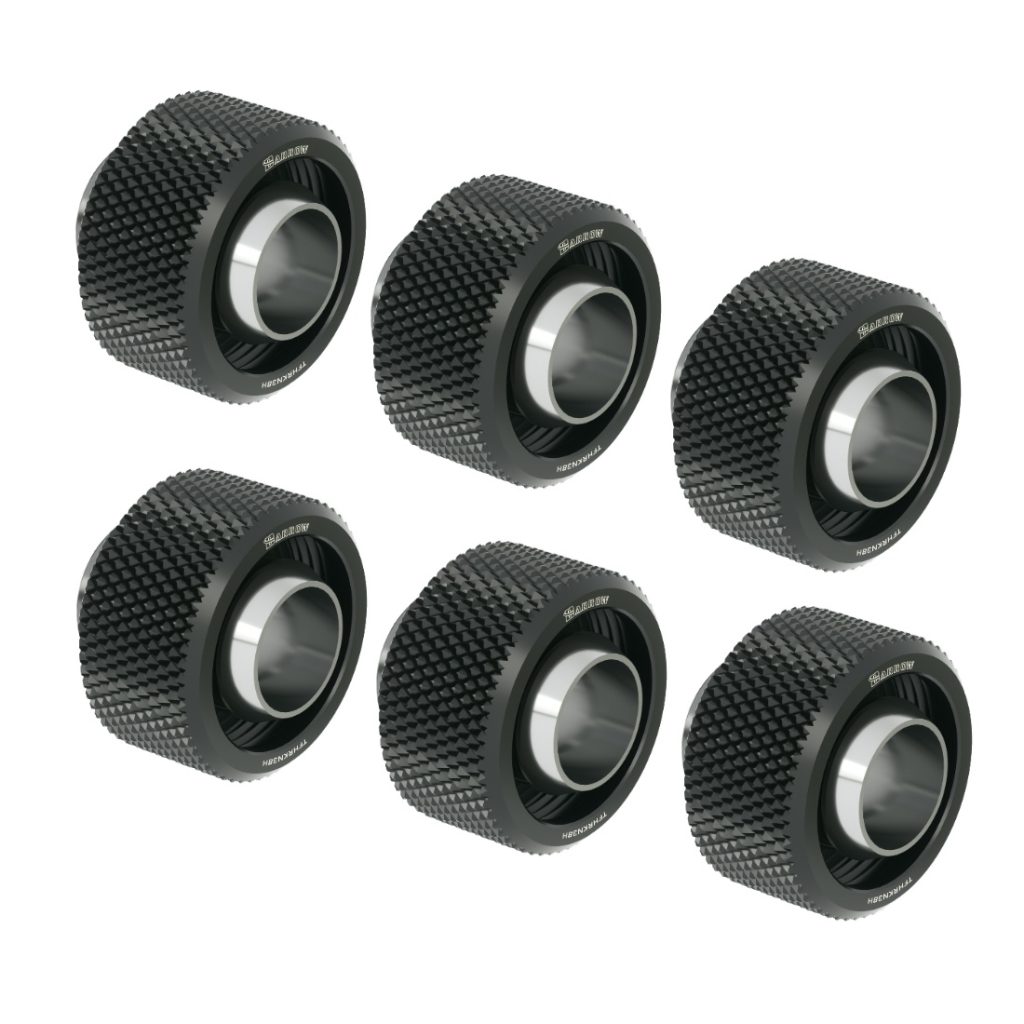 Barrow G1/4 - 16/10mm Flexible Tube Compression Fitting - Black (6 Pack)