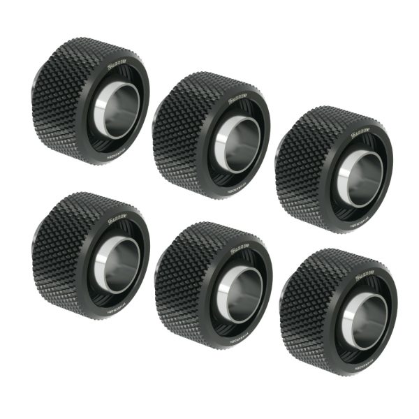 Barrow G1/4 – 16/10mm Flexible Tube Compression Fitting – Black (6 Pack)