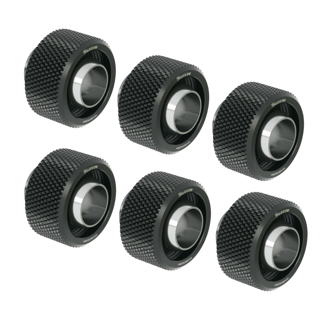 Barrow G1/4 - 16/10mm Flexible Tube Compression Fitting - Black (6 Pack)