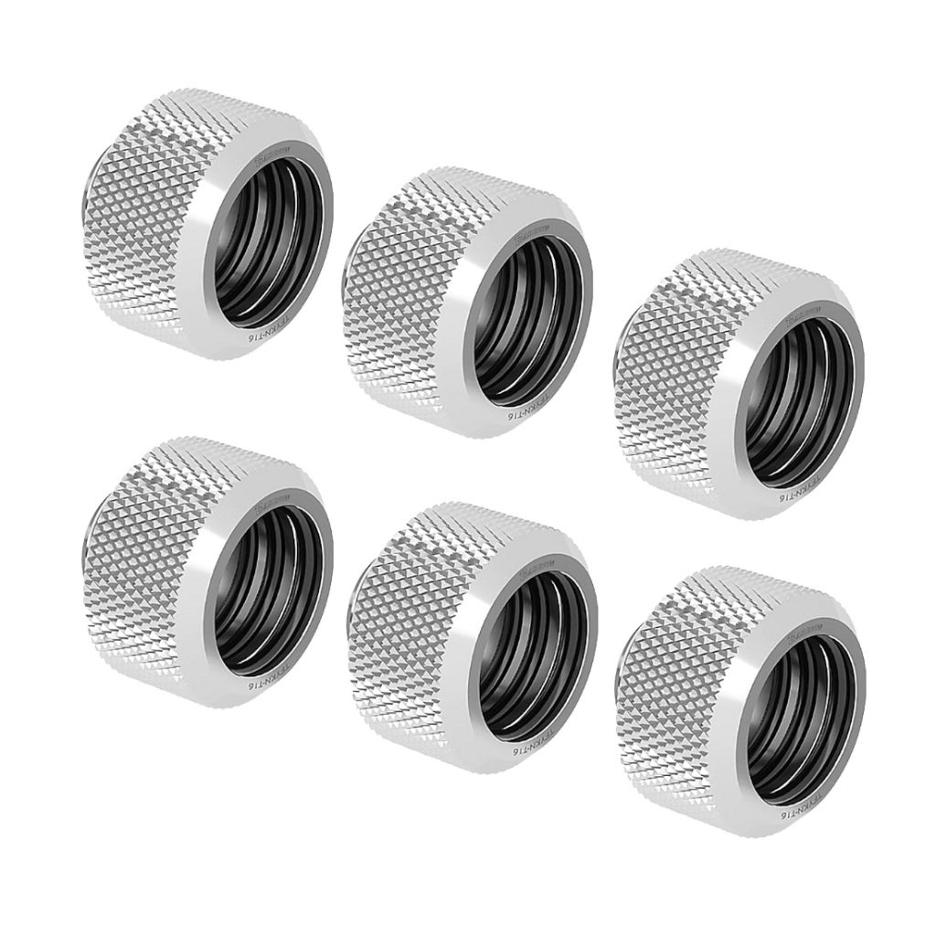 Barrow G1/4 - 16mm OD Twin Seal Hard Tube Compression Fitting - Shiny Silver (6 Pack) : image 1