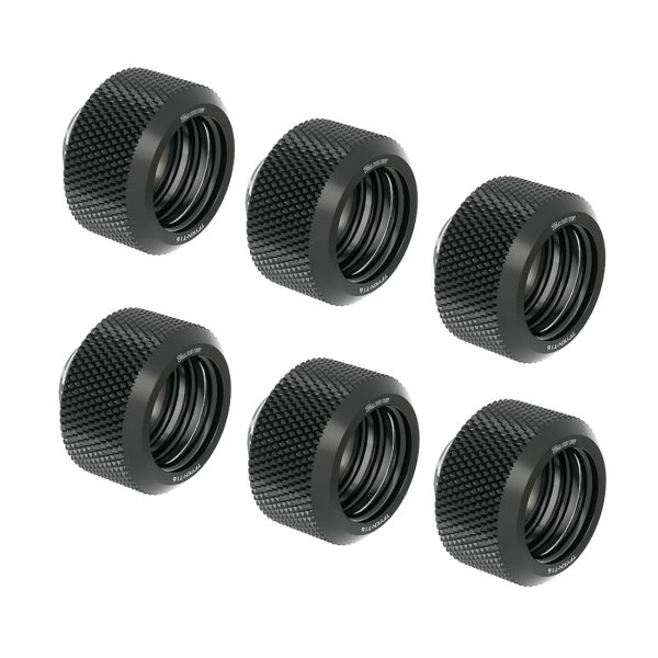 Barrow G1/4 – 16mm OD Twin Seal Hard Tube Compression Fitting – Black (6 Pack)