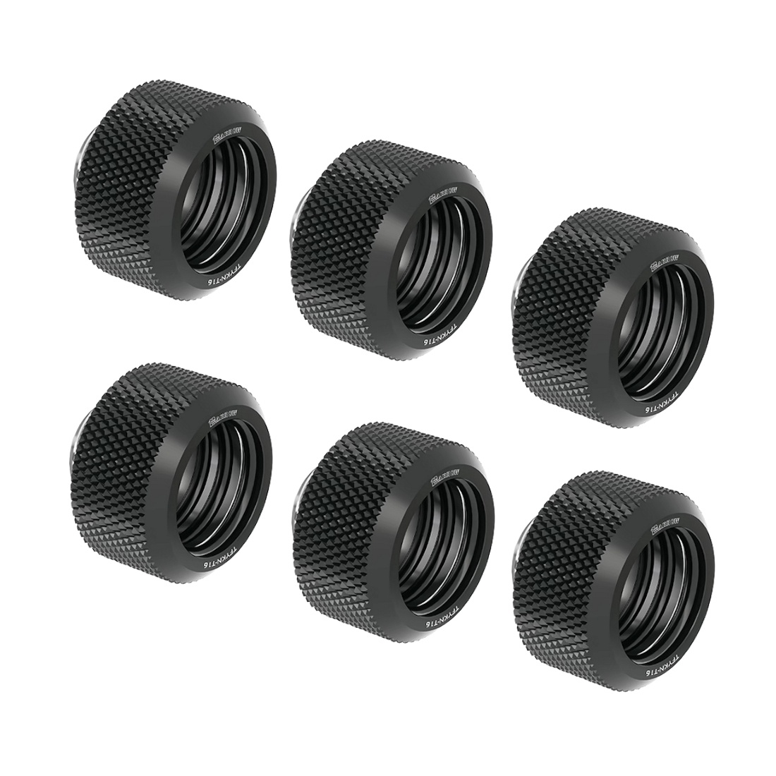 Barrow G1/4 - 16mm OD Twin Seal Hard Tube Compression Fitting - Black (6 Pack)