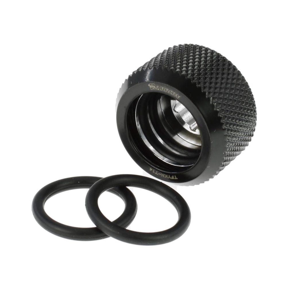 Barrow G1/4 - 16mm OD Twin Seal Hard Tube Compression Fitting - Black (6 Pack)