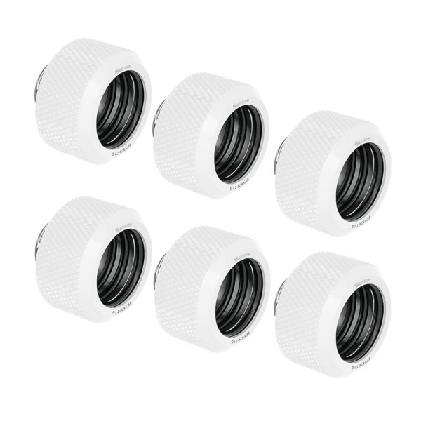 Barrow G1/4 – 16mm OD Twin Seal Hard Tube Compression Fitting – White (6 Pack)