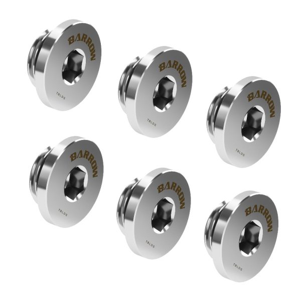 Barrow G1/4 Hex Blank Plug – Shiny Silver (6 Pack)