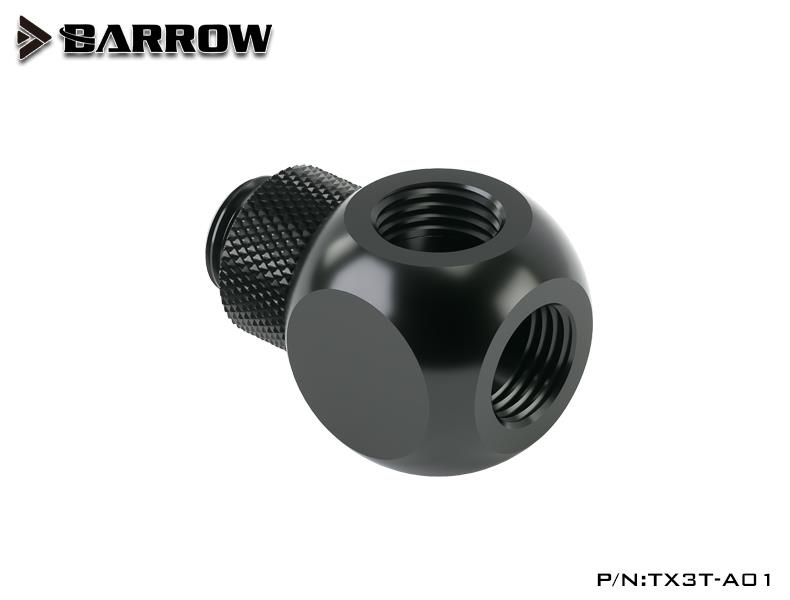 Barrow G1/4 Male Rotary - G1/4 Female 3 Way T-Splitter - Black : image 2
