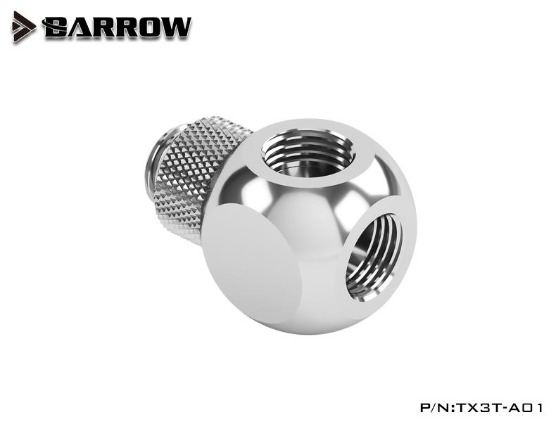 Barrow G1/4 Male Rotary - G1/4 Female 3 Way T-Splitter - Silver : image 2