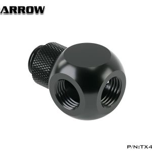 Barrow G1/4 Male Rotary - G1/4 Female 4 Way T-Splitter - Black : image 2