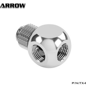 Barrow G1/4 Male Rotary - G1/4 Female 4 Way T-Splitter - Silver