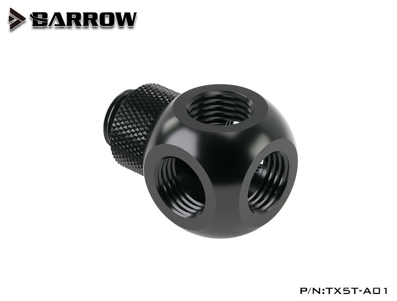 Barrow G1/4 Male Rotary - G1/4 Female 5 Way T-Splitter - Black : image 2