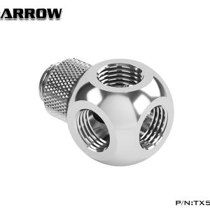 Barrow G1/4 Male Rotary - G1/4 Female 5 Way T-Splitter - Silver
