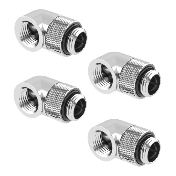 Barrow G1/4 Male Rotary to 90 Degree Female Angle – Shiny Silver (4 Pack)