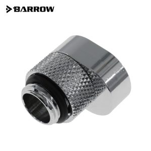 Barrow G1/4 Male to G1/4 Offset Female 360 Degree Rotary Adapter - Shiny Silver