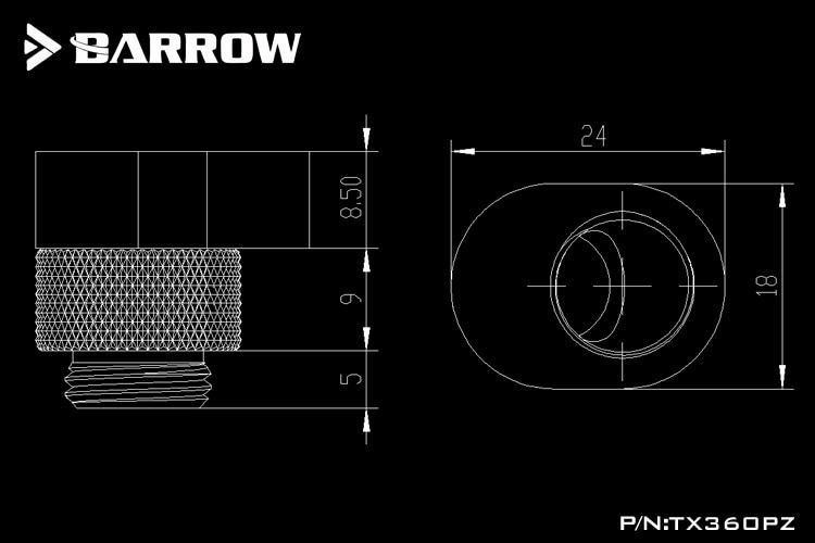 Barrow G1/4 Male to G1/4 Offset Female 360 Degree Rotary Adapter - White