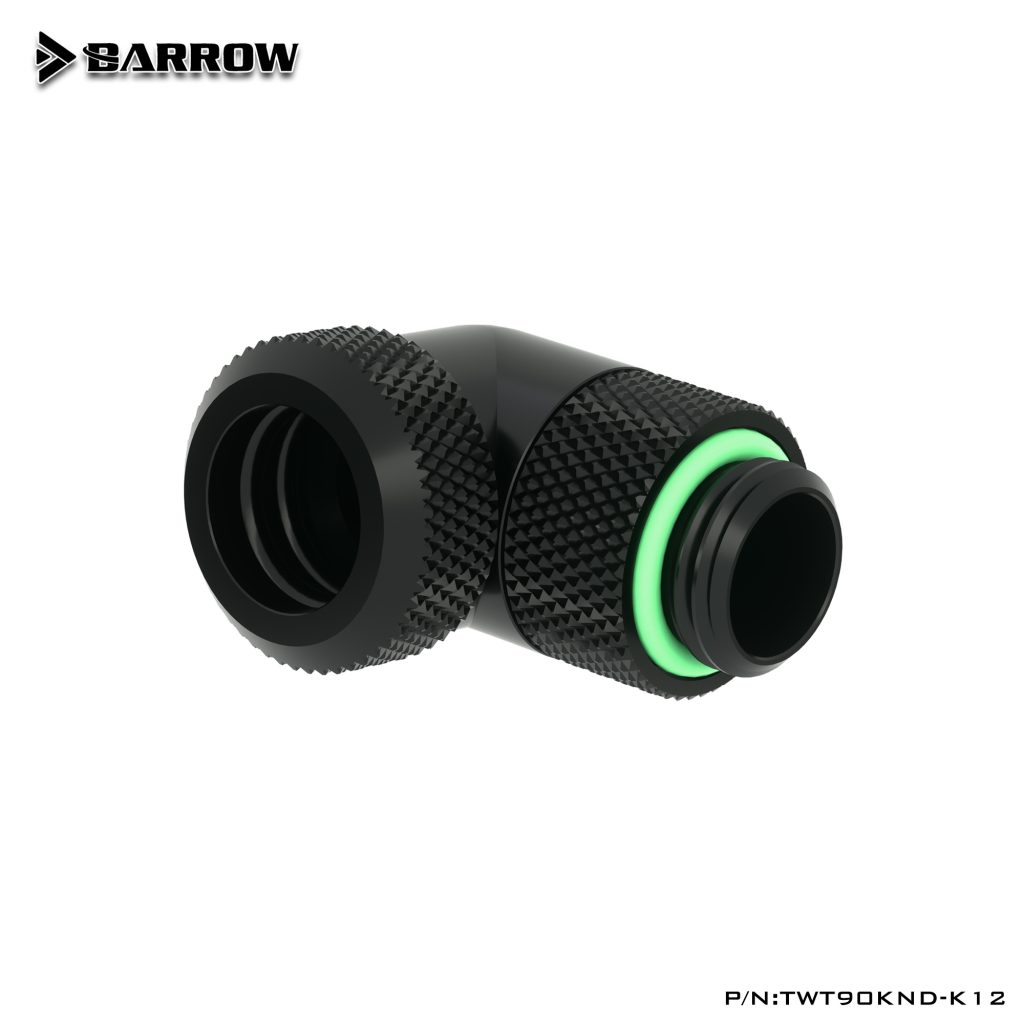 Barrow G1/4 Male Rotary to 90 Degree, 12mm Hard Tube Compression Fitting - Black