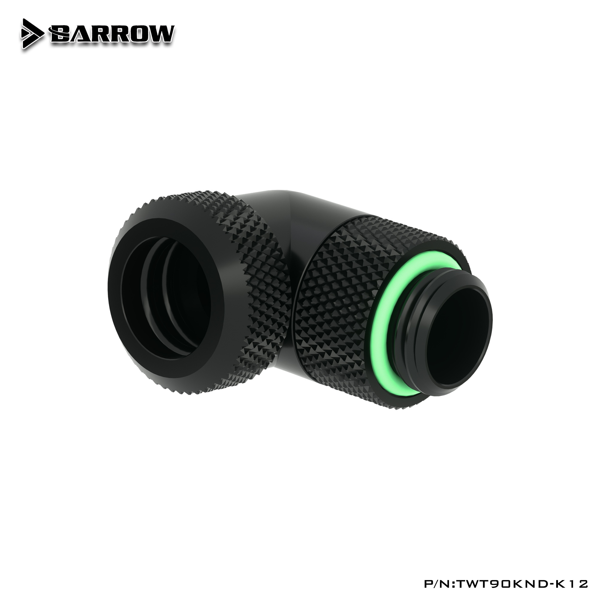 Barrow G1/4 Male Rotary to 90 Degree, 12mm Hard Tube Compression Fitting - Black