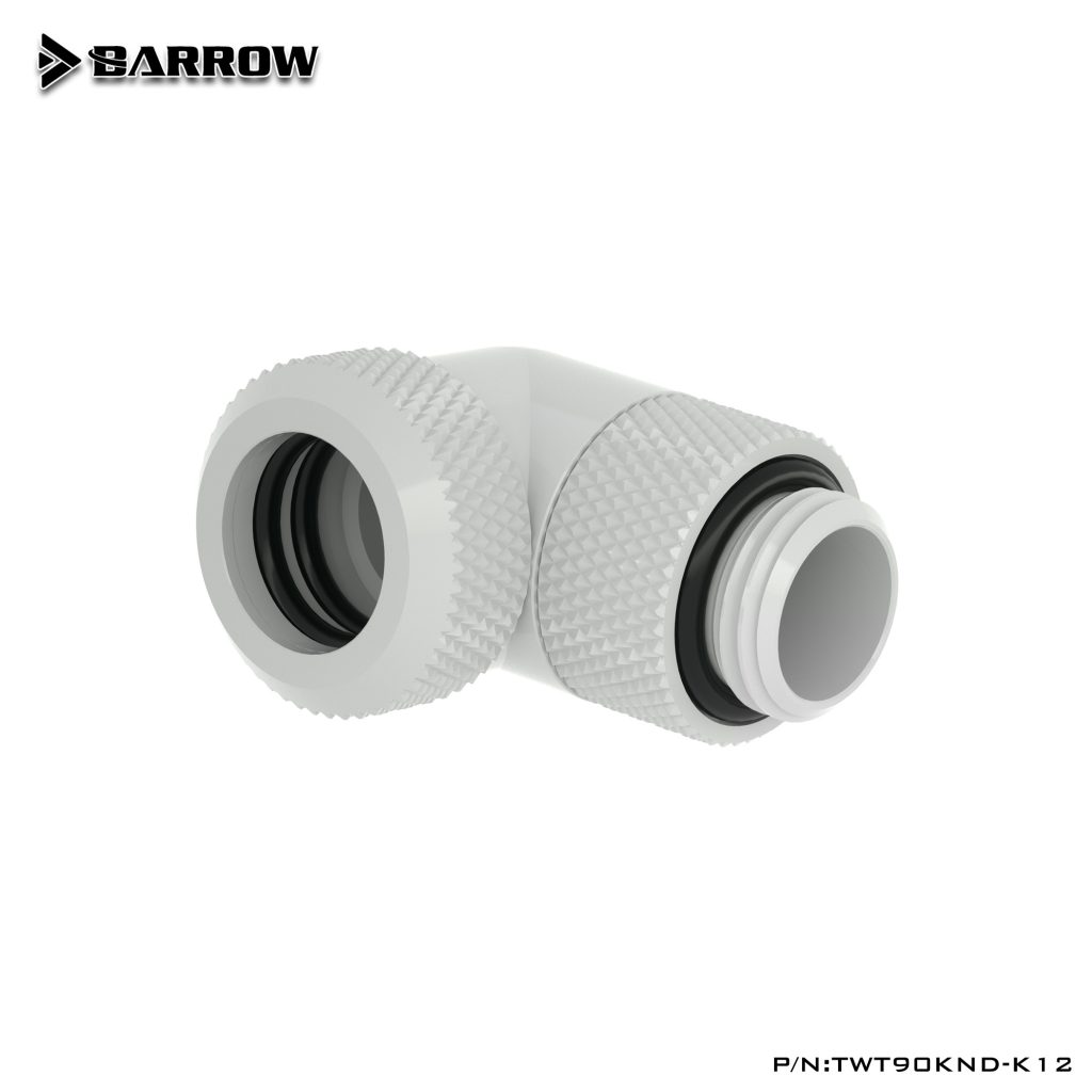 Barrow G1/4 Male Rotary to 90 Degree, 12mm Hard Tube Compression Fitting - White
