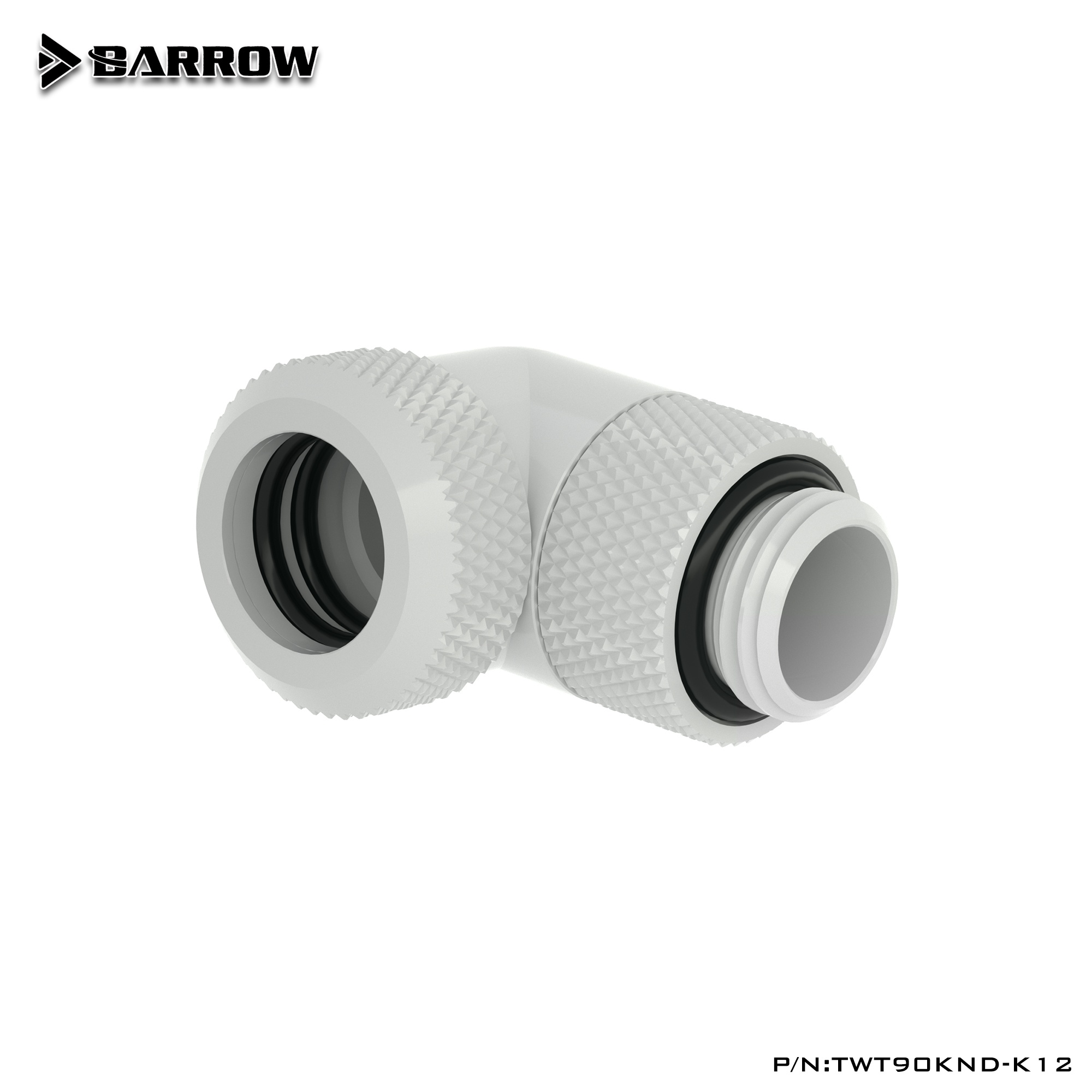 Barrow G1/4 Male Rotary to 90 Degree, 12mm Hard Tube Compression Fitting - White