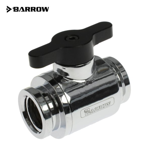 Barrow G1/4 Mini Ball Valve, Black Handle – Shiny Silver