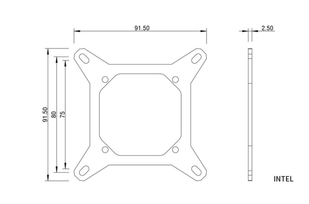 Barrow SIMPLE Series (Square) INTEL LGA1700 Support Bracket set - Black